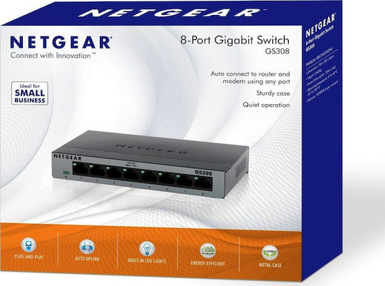 NetGear GS308 Unmanaged L2 Switch με 8 Θύρες Gigabit (1Gbps) Ethernet