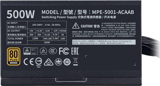 CoolerMaster MWE 500 rev. 2.0 500W White Computer Power Supply Full Wired 80 Plus Standard