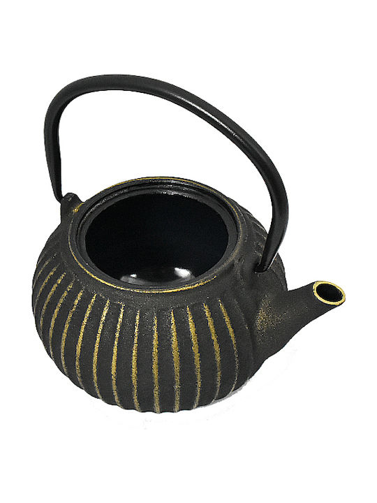 Karni Lined Tea Set with Filter Cast Iron Gold Black 500ml 1pcs