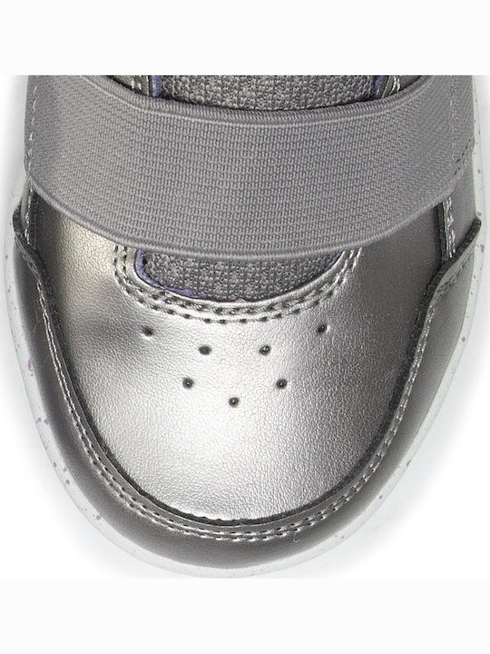 J Xled G A Παιδικά Sneakers High Ανατομικά με Σκρατς & Φωτάκια Ασημί