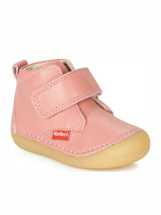 Sabio Anatomical Leather Kids Boots with Velcro Pink