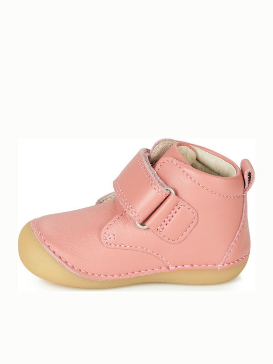 Sabio Anatomical Leather Kids Boots with Velcro Pink