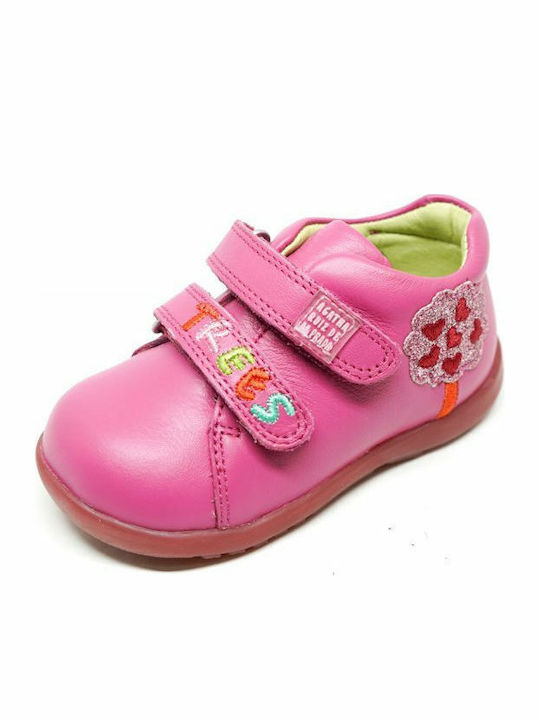 Anatomisch Lederne Kinderstiefeletten mit Klettverschluss Rosa