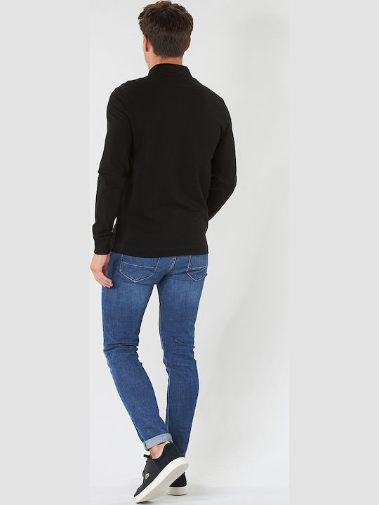 Polo Langarmbluse Schwarz