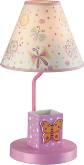 Aca Kids Portable Lamp Butterfly Pink 21x21x40εκ.