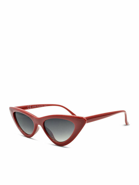 Awear Luna Women's Sunglasses with Red Plastic Frame and Gray Gradient Lens