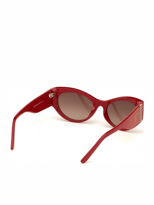 Guess Women's Sunglasses with Red Plastic Frame and Brown Gradient Lens GU7624 66F