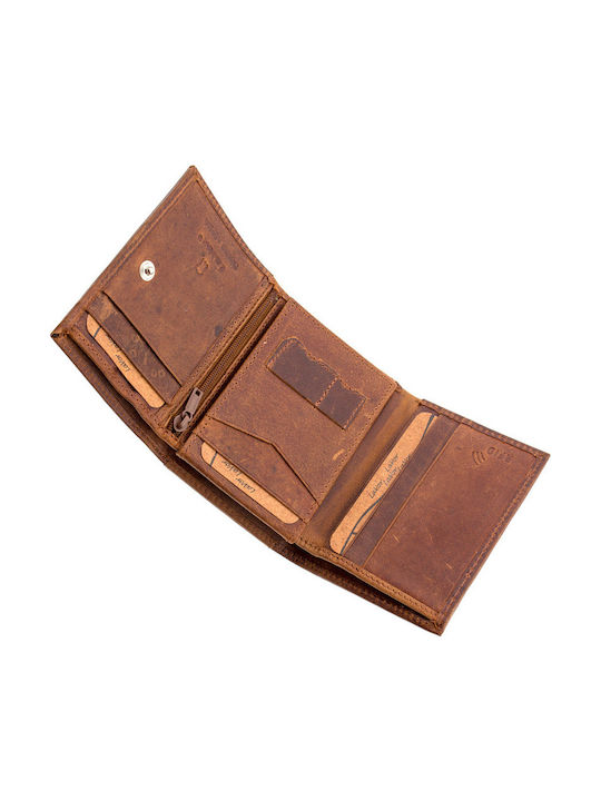 Leather Men's Wallet with RFID Tabac Brown