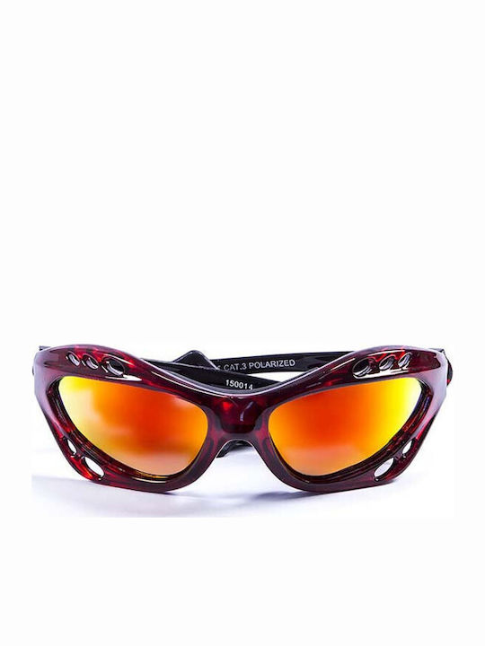 Ocean Sunglasses Cumbuco Men's Sunglasses with Brown Tartaruga Plastic Frame and Red Lens 15001.4