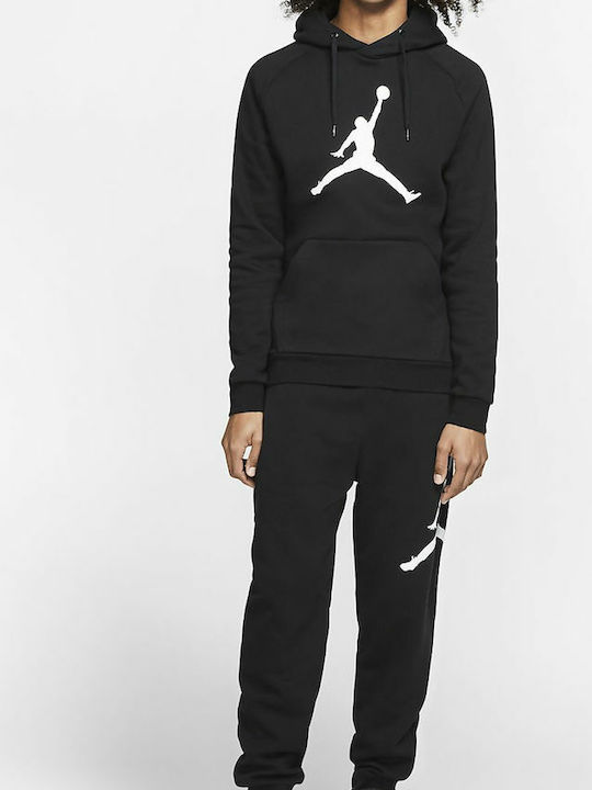 Jordan Jumpman Logo Ανδρικό Φούτερ με Κουκούλα και Τσέπες Fleece Μαύρο