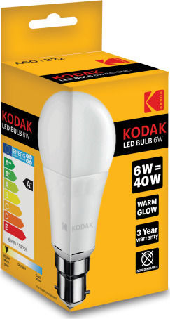 Kodak Λάμπα LED 6W για Ντουί E27 και Σχήμα A60 Θερμό Λευκό 480lm