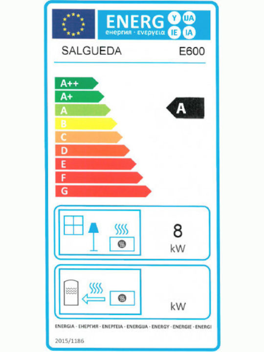 Salgueda Insert E600 Ενεργειακό Τζάκι Κασέτα Ξύλου Αερόθερμο Αεραγωγών 8kW Ίσιο με Ανοιγόμενη Πόρτα