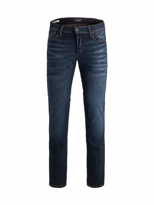 Men's Jeans Pants Elastic with Slim Straight Fit Blue Denim