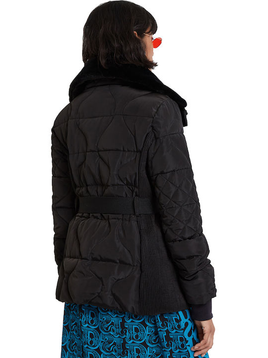 Milite Women's Short Puffer Jacket for Winter Black