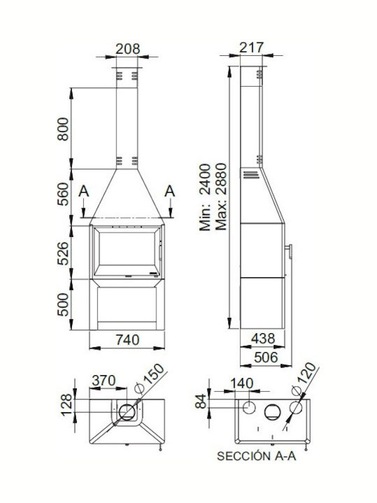 Boreal CH3000 Șemineu cu inserție Lemn Ventilație 13kW Drept cu o ușă care se deschide Boreal CH3000 Șemineu cu inserție Lemn Ventilație 13kW Drept cu o ușă care se deschide