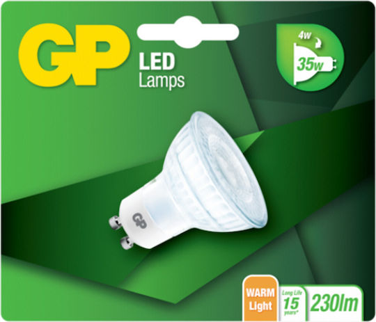 GP Batteries Bec LED 4W pentru Soclu GU10 și Formă MR16 Alb cald 250lm