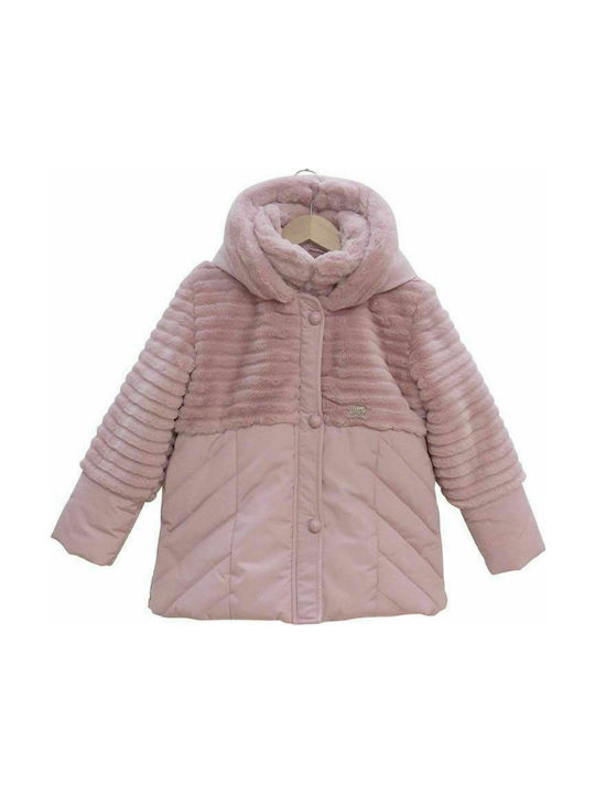 Evita Kids Coat Long Hooded Pink