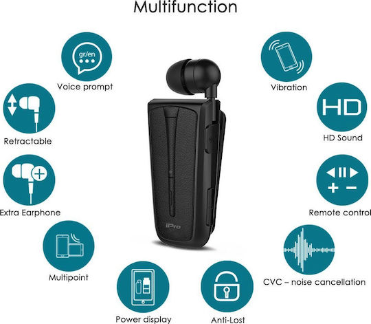 iPro RH219s In-ear Bluetooth Handsfree Ακουστικά Μαύρα