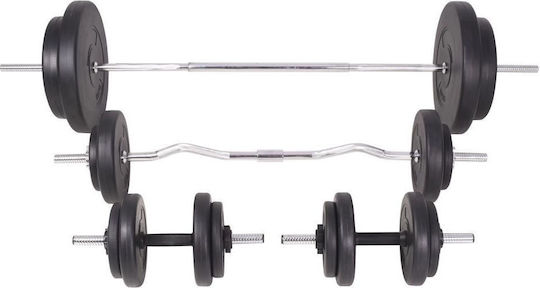 vidaXL Αλτήρες Σετ με Μπάρα Συνολικού Βάρους 90kg