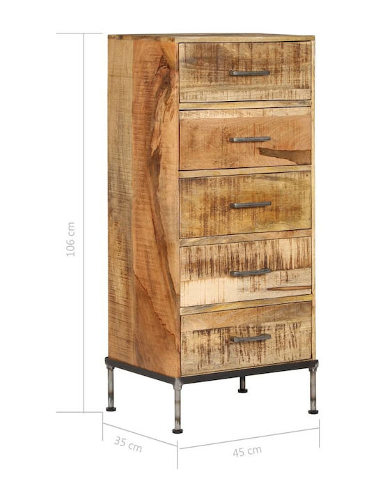 Drawers Storage Solid Wood Mango Wood Mango Massif L45xW35xH106cm
