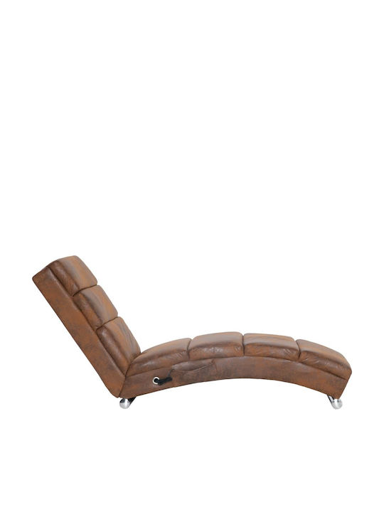 Recliner of Faux Suede Leather Brown L155xW51xH71cm