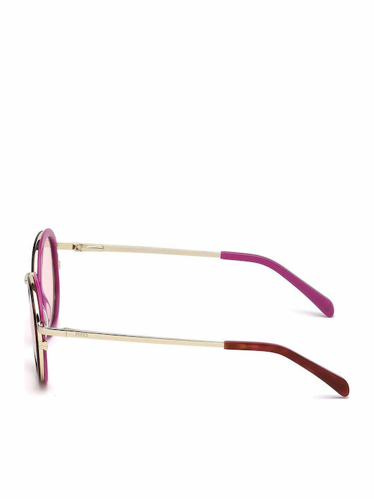 Emilio Pucci Damen Sonnenbrille mit Mehrfarbig Metall Gestell und Rosa Linse EP0046-O 55Y