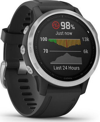 Garmin Fenix 6S 42mm Smartwatch mit Pulsmesser (Silver with Black Band)