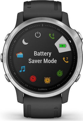 Garmin Fenix 6S 42mm Smartwatch mit Pulsmesser (Silver with Black Band)
