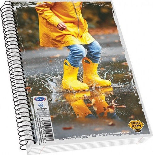 Skag Spiral Notebook Ruled B5 90 Sheets 4 Subjects Street Icons 1pcs (Μiscellaneous Designs/Colors)