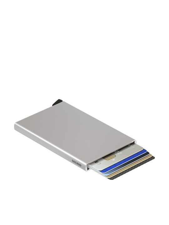 Cardprotector Ανδρικό Πορτοφόλι Καρτών με RFID και Μηχανισμό Slide Ασημί