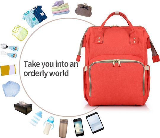 Τσанта-Смяна на Пелени Gabesy All in One Practical Baby Diaper Bag Червен