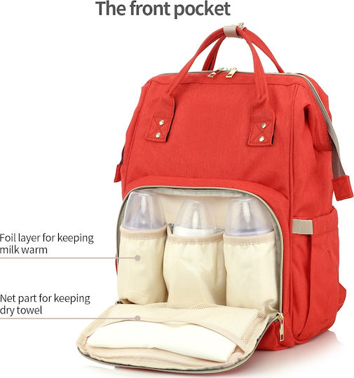 Τσанта-Смяна на Пелени Gabesy All in One Practical Baby Diaper Bag Червен