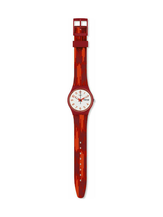 Swatch Flame Uhr mit Rot Kautschukarmband