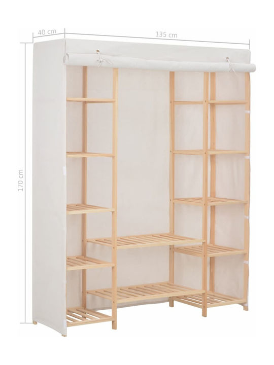 vidaXL Stoffschrank mit Regalen in Weiß Farbe 135x40x170cm