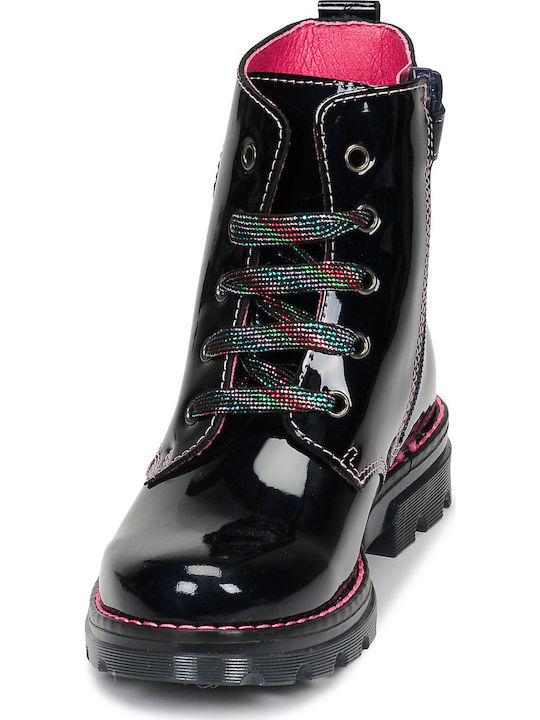 Kinderstiefel aus Lackleder mit Reißverschluss Schwarz