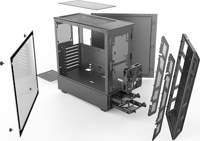 Phanteks Eclipse P350X Jocuri Turnul Midi Cutie de calculator cu fereastră laterală și iluminare RGB Negru