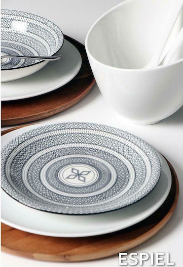 Espiel Classic Porcelain Salad Bowl with Salad Spoons White 20x20x17cm 2pcs