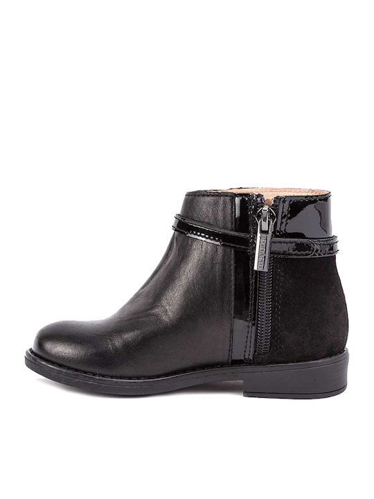 Mayoral Kids Leather Boots with Zipper Black