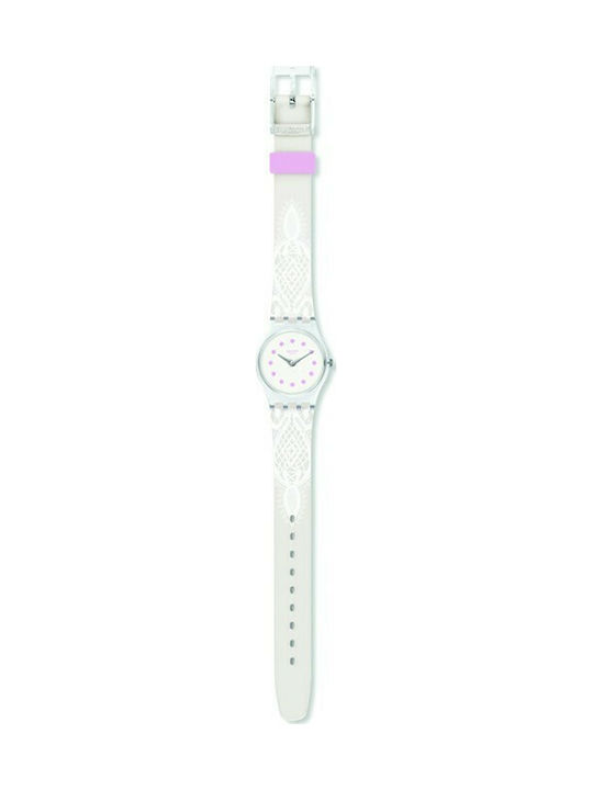 Swatch Dentellina Watch with White Rubber Strap