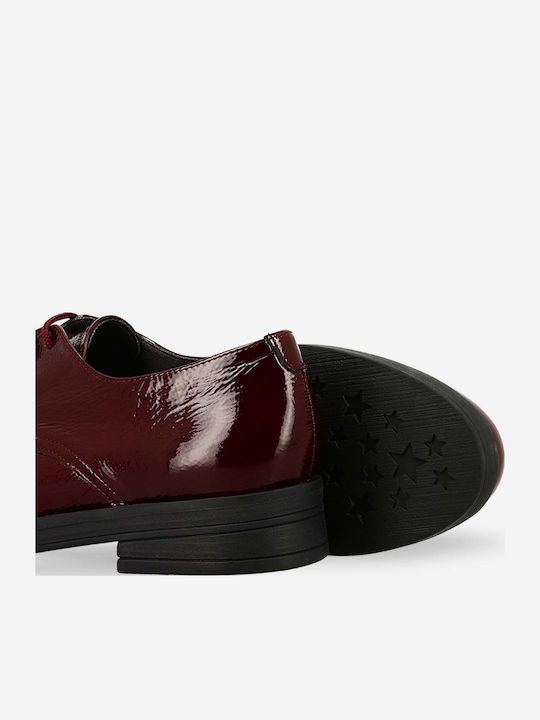 Leder Damen Oxfords in Burgundisch Farbe
