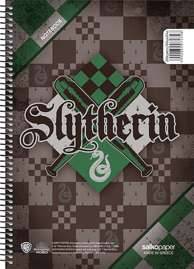 Salko Paper Spiral Heft Geregelt B5 60 Blätter 2 Themen School Pride Harry Potter 1Stück (Μverschiedene Designs/Farben)