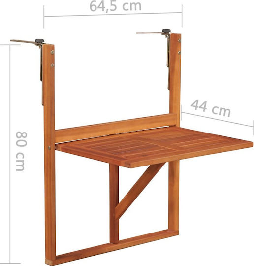 Table for Small Outdoor Spaces Made of Acacia Foldable 64.5x44x80cm
