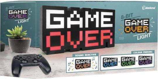 Paladone Παιδικό Διακοσμητικό Φωτιστικό Game Over με Εναλλαγές Χρωματισμών Κόκκινο 30x15.5cm