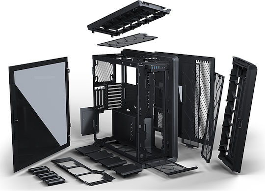 Phanteks Enthoo 719 Геймърско бюро Пълна кула Компютърна кутия със страничен прозорец и RGB осветление Сатенено черно