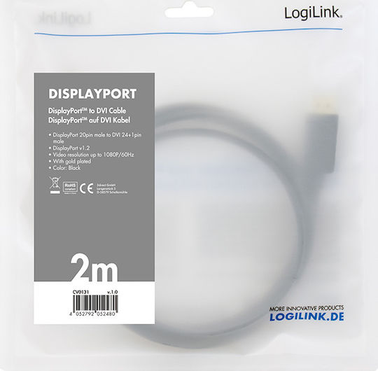 LogiLink Cable DVI-D male - DisplayPort male 3m (CV0132)