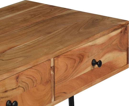 Бюро от Масивно Дърво Черен / Естествено с Метални Крака 90x40x170см