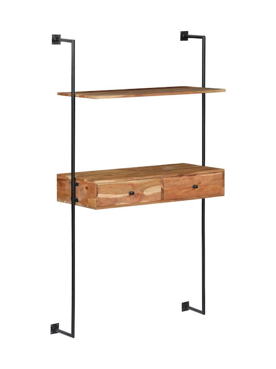 Schreibtisch aus Massivholz Black / Natural mit Metallbeinen 90x40x170cm