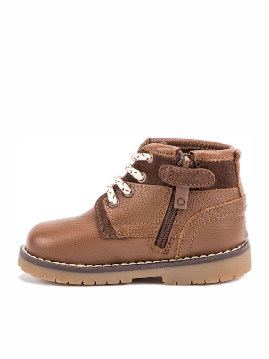 Mayoral Kids Leather Boots with Lace Tabac Brown