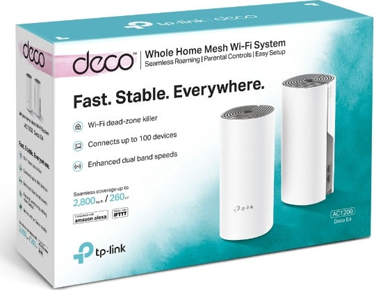 TP-LINK Deco E4 v1 WiFi Mesh Network Access Point Wi‑Fi 5 Dual Band (2.4 & 5GHz) in Double Kit