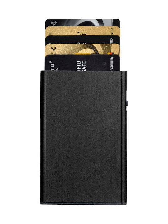 Click & Slide Ανδρικό Πορτοφόλι Rfid με RFID και Μηχανισμό Slide Μαύρο